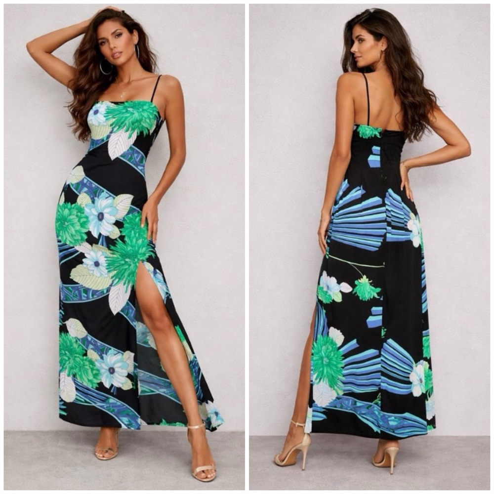 VTG 1970s Malihini Designer’s Collection Floral Hawaiian Maxi Dress XS